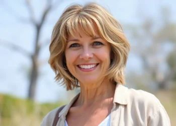middle aged woman low maintenance choppy shaggy shoulder length hair