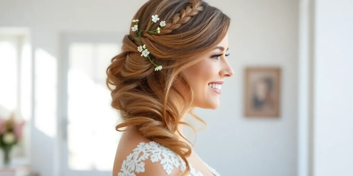 half up half down wedding hair front view