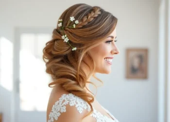 half up half down wedding hair front view