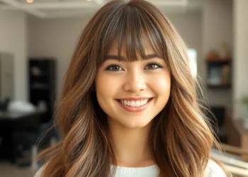 curtain bangs face frame long layered hair front